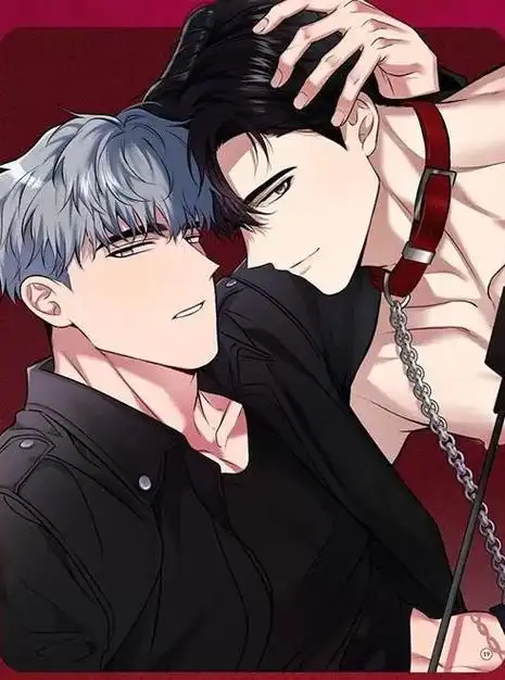 boylove 灰发少年黑发少年深红背景BL漫画封面